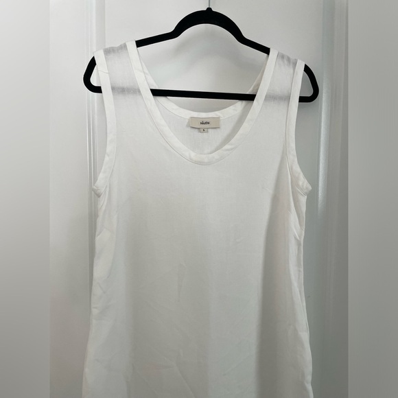 sauths White 100% linen Nida Dress with pockets size Small Coastal Luxury 14 - Picture 5 of 8